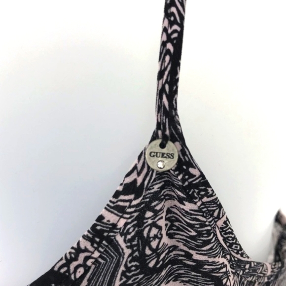 Guess Ruffle Front Open Back  Black Artistic Pattern Tank Top Size XS - Picture 5 of 5